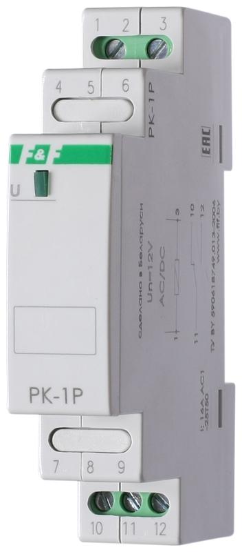 Реле промежуточное PK-1P/Un (монтаж на DIN-рейке 35мм 24В AC/DC 16А 1P IP20) F&F EA06.001.003