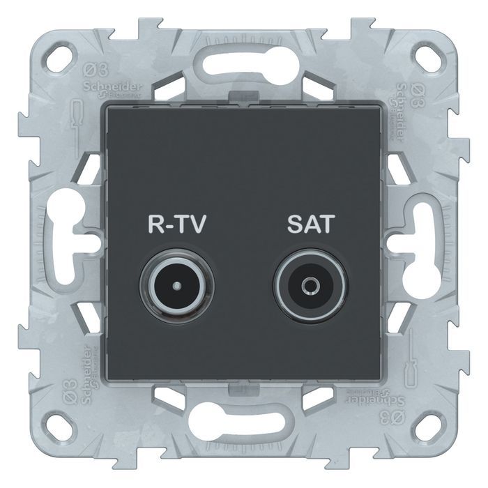 Розетка TV-FM-SAT Schneider Electric UNICA NEW, скрытый монтаж, антрацит, NU545454