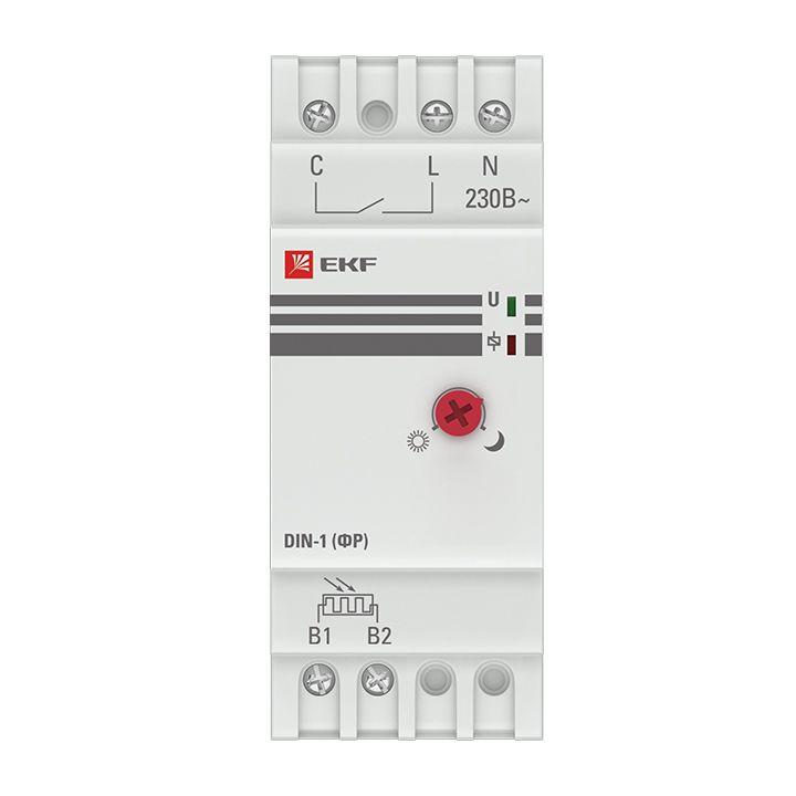 Фотореле с выносным датчиком DIN-1 (ФР) 2-100Лк 25А (3000Вт) EKF fr-din-1-25