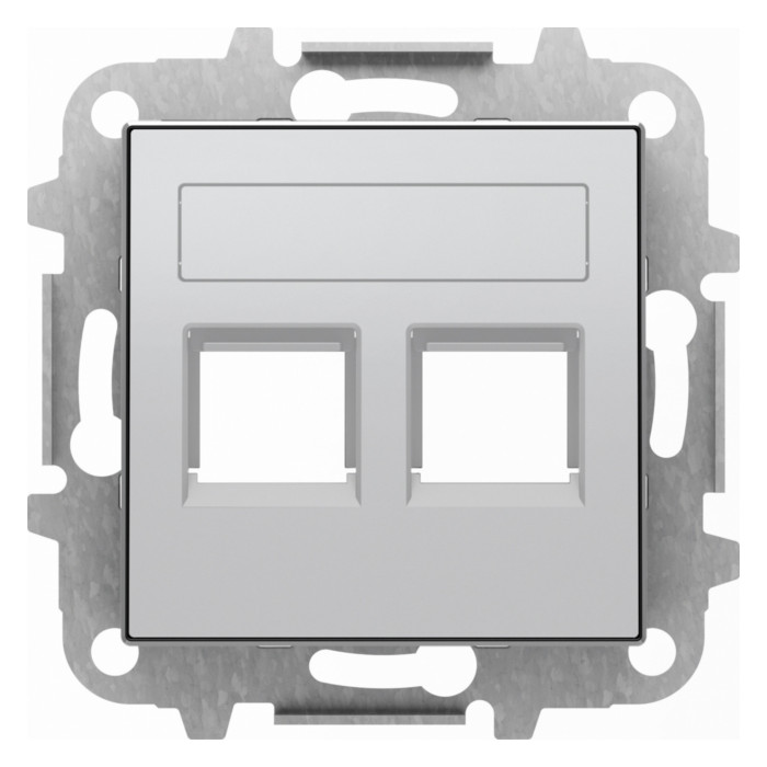 Накладка на розетку информационную ABB SKY, скрытый монтаж, алюминий, 2CLA851820A1301