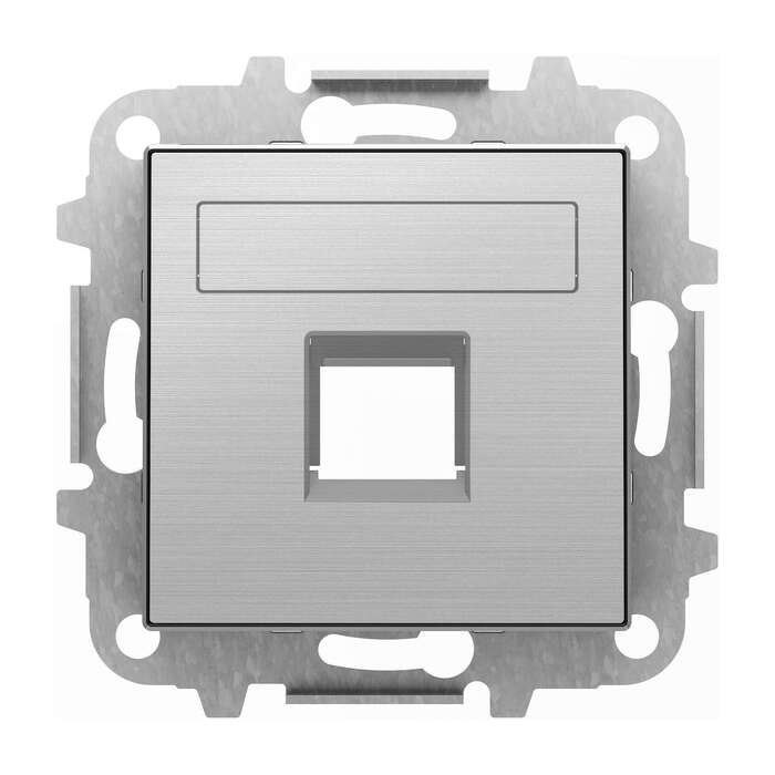 Накладка на розетку информационную ABB SKY, скрытый монтаж, стальной, 2CLA851810A1401