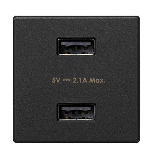 Simon Connect Графит Зарядное устройство 2хUSB, К45, 5 В, 2,1А